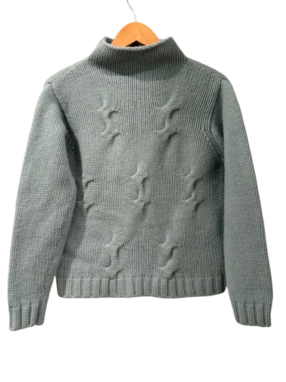 Pendleton Lambswool/Angora Teal Blue Cable Turtleneck Mock Pullover Sweater M